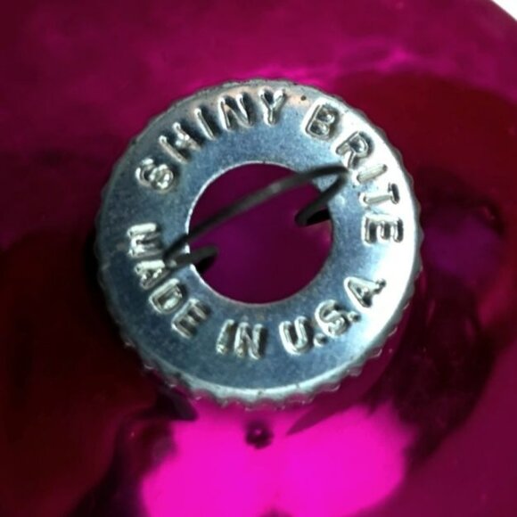 VTG Shiny Brite Stencil Stagecoach Pink Glass Christmas Ornament Horses Snow MCM - Picture 4 of 12